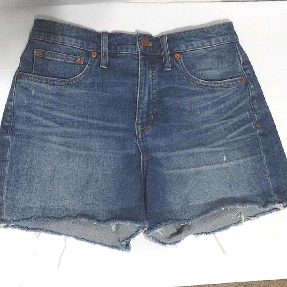 Madewell High Waist Foldable Frayed Hem Denim Cutoff Shorts 27 Edgy Streetwear